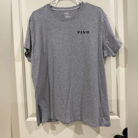 PINK Victoria's Secret Heather Gray Campus Crew Short Sleeve  T-shirt - Picture 1 of 4